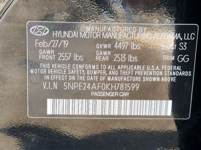 2019 Hyundai SONATA SE