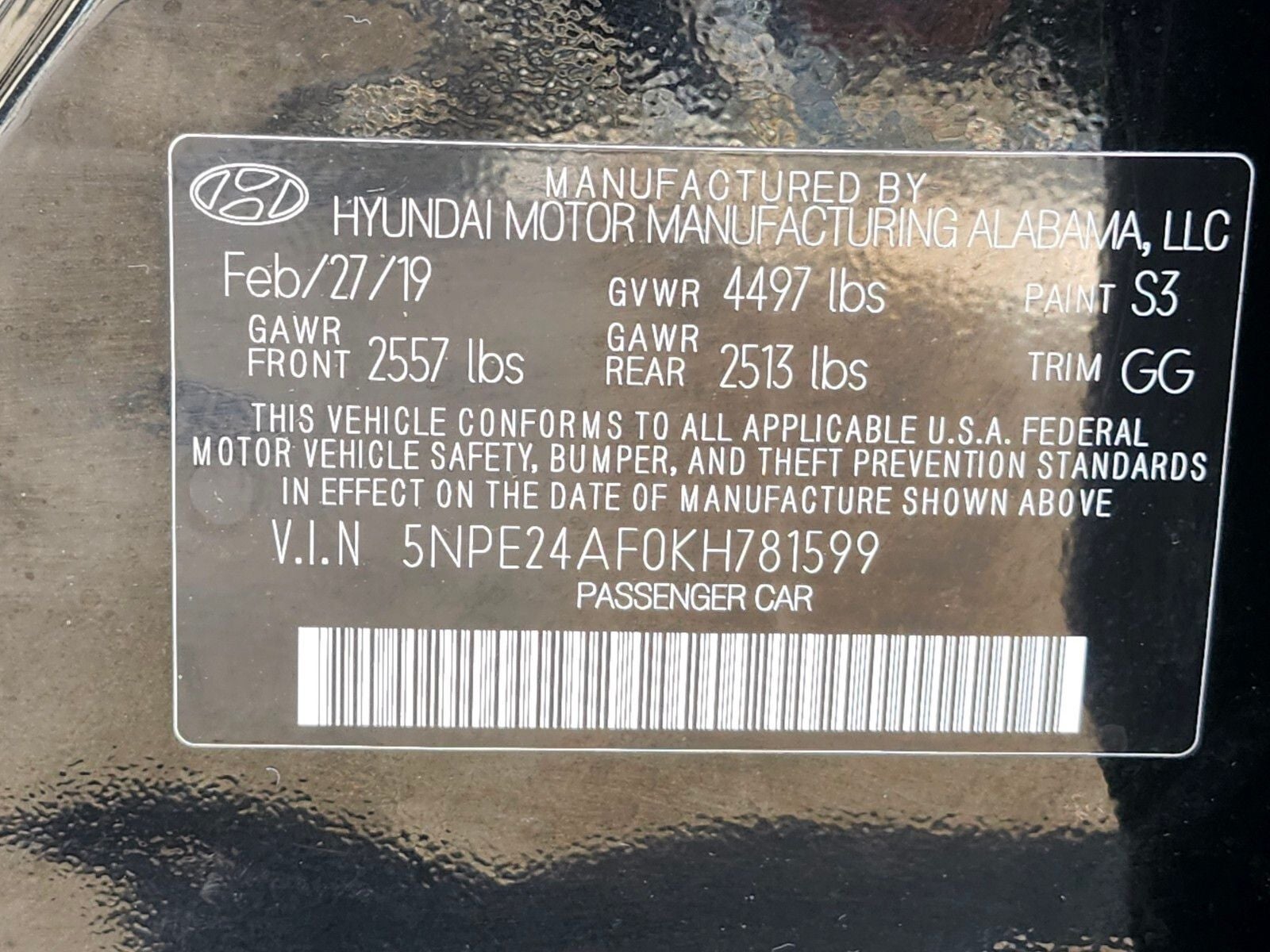 2019 Hyundai SONATA SE