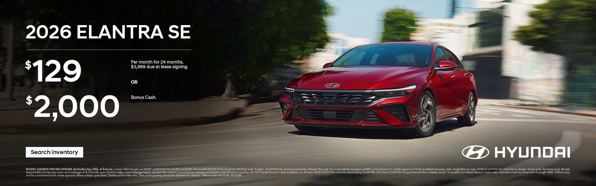 $129/24/$3,999 Lease or $2,000 Bonus Cash