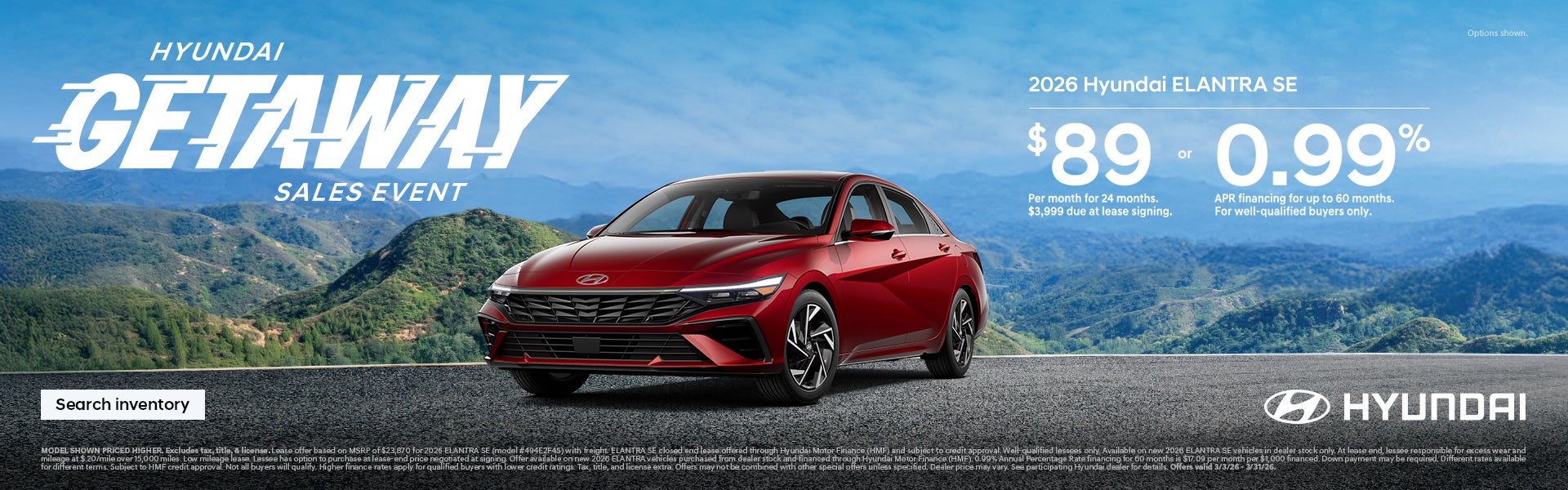 2026 Hyundai Elantra SE APR or Lease Offer